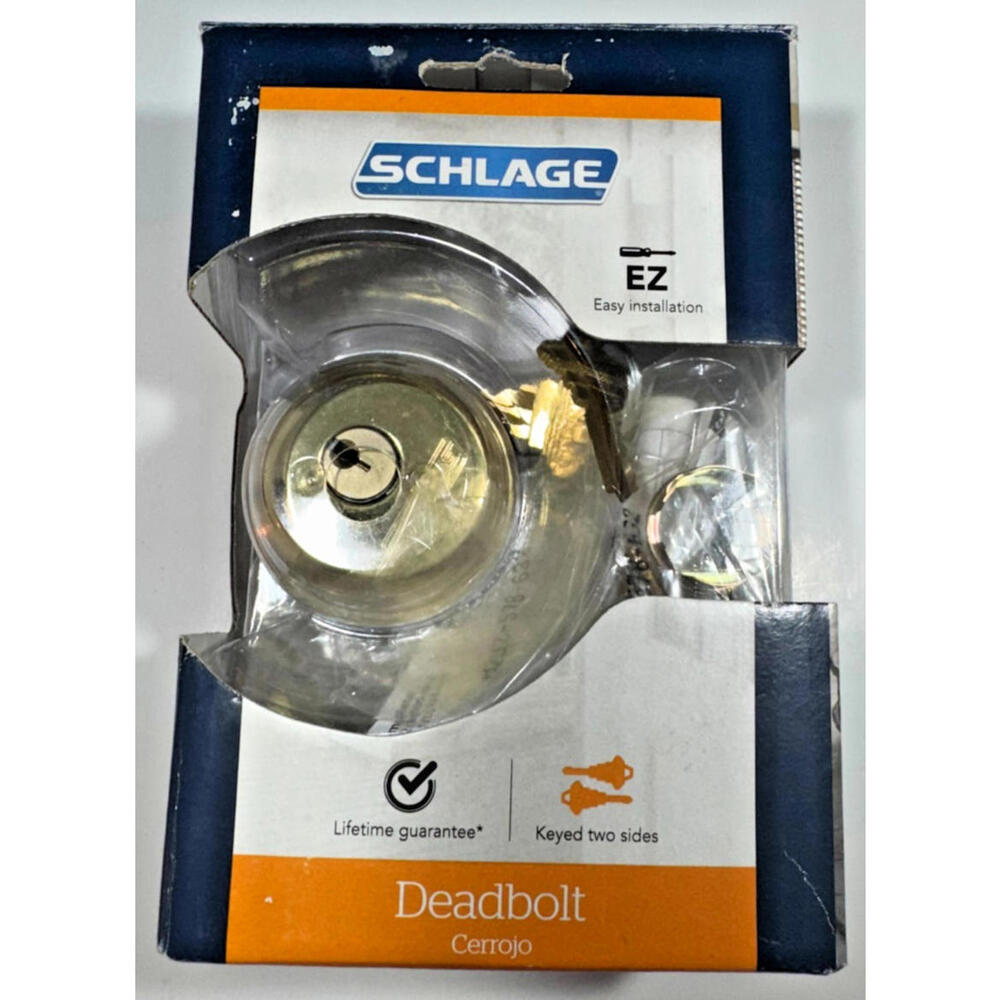 Schlage Two Sided Keyed Deadbolt Bright Brass - New